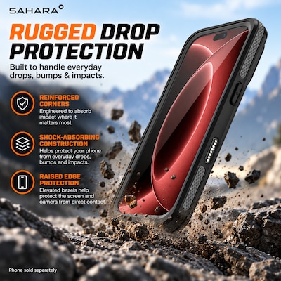 SaharaCase Oasis Series Phone Case for iPhone 18 Pro, Shock Absorbing, Black (CP01184)