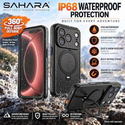 SaharaCase Oasis Series Phone Case for iPhone 18 Pro, Shock Absorbing, Black (CP01184)