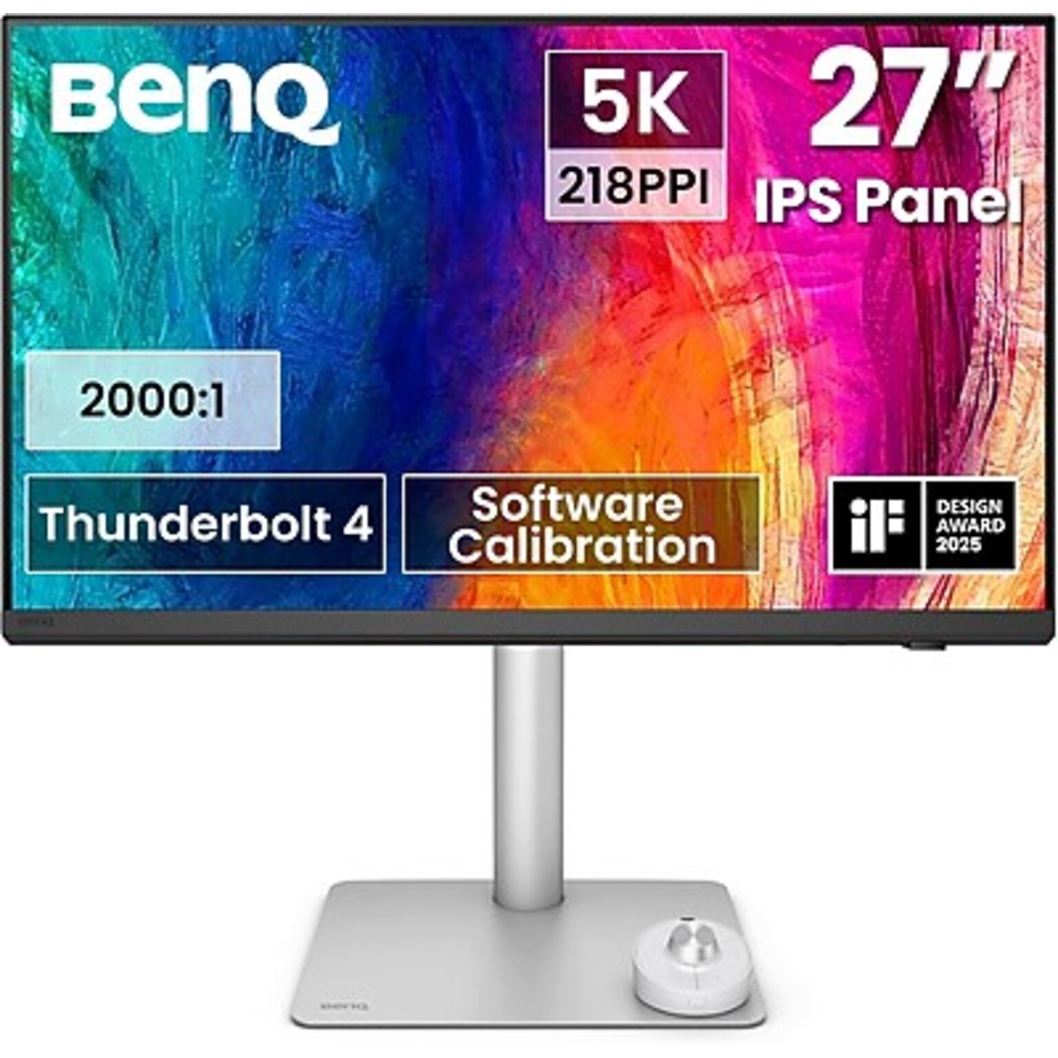 BenQ PD2730S 27 5K UHD IPS 60Hz Professional Monitor, HDR10, Built-In Speaker, Height Adjustable, White