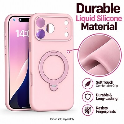 SaharaCase Silicone Phone Case for iPhone 18 Pro Max, 360-Degree Kickstand, Wireless Charging, Dark Pink (CP01190)