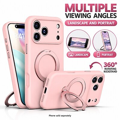 SaharaCase Silicone Phone Case for iPhone 18 Pro Max, 360-Degree Kickstand, Wireless Charging, Dark Pink (CP01190)
