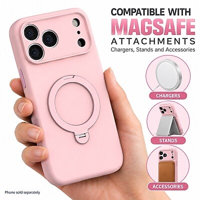 SaharaCase Silicone Phone Case for iPhone 18 Pro Max, 360-Degree Kickstand, Wireless Charging, Dark Pink (CP01190)