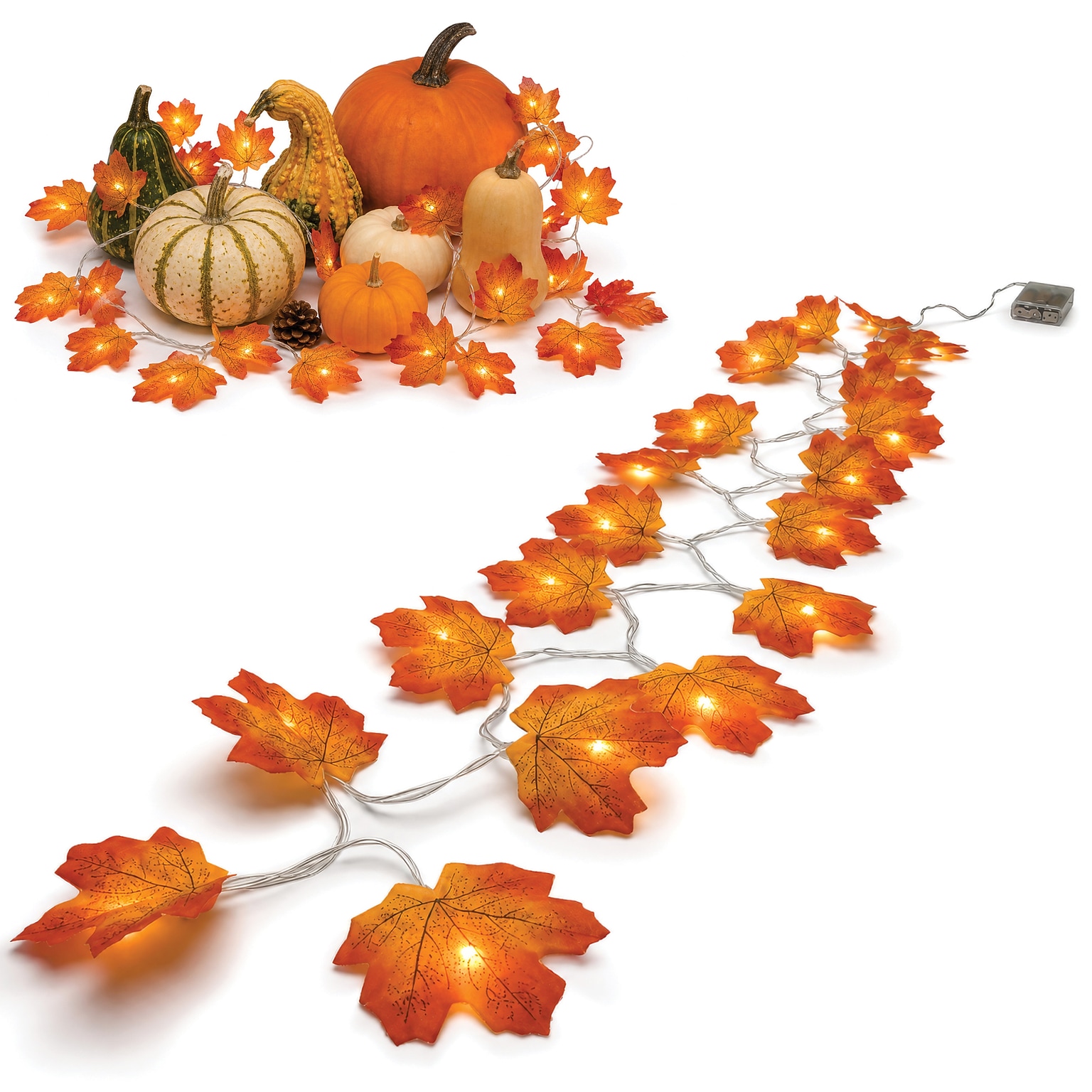 Excello Brands 7.2 Autumn Leaves LED Light Strand, Orange (OD-ATMNLED)