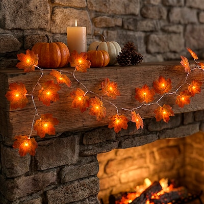 Excello Brands 7.2' Autumn Leaves LED Light Strand, Orange (OD-ATMNLED)