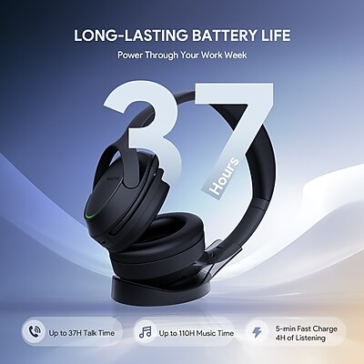 Yealink BH78 with Charging Stand Wireless Bluetooth Adaptive Hybrid ANC On Ear Headset, USB-A/USB-C, UC Certified (1208731)