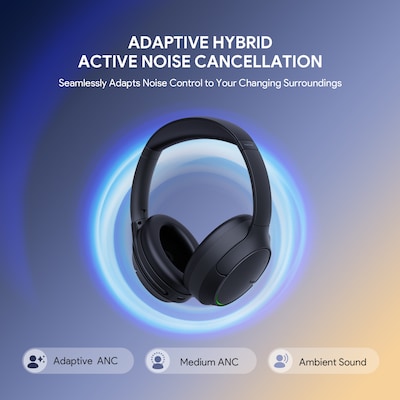Yealink BH78 with Charging Stand Wireless Bluetooth Adaptive Hybrid ANC On Ear Headset, USB-A/USB-C, UC Certified (1208731)