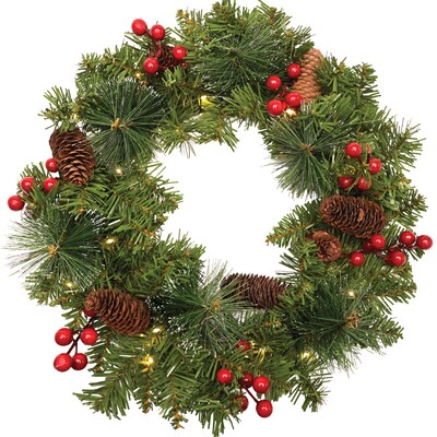 Excello Brands 15.75 Wreath with LED Fairy Lights, Green (OD-WRTH-LED)