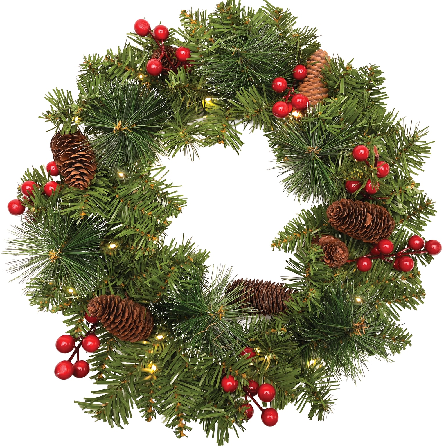 Excello Brands 15.75 Wreath with LED Fairy Lights, Green (OD-WRTH-LED)