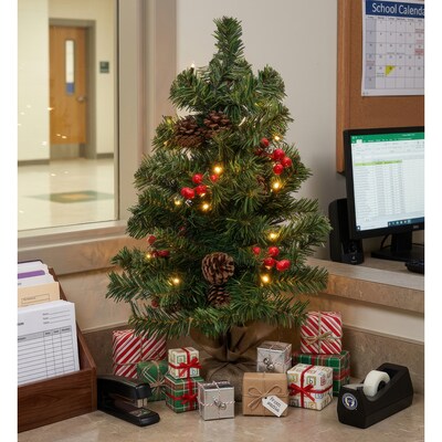 Excello Brands 24" Desktop Christmas Tree with LED Fairy Lights, Green (OD-LEDTREE-24)