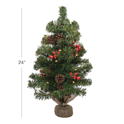 Excello Brands 24" Desktop Christmas Tree with LED Fairy Lights, Green (OD-LEDTREE-24)