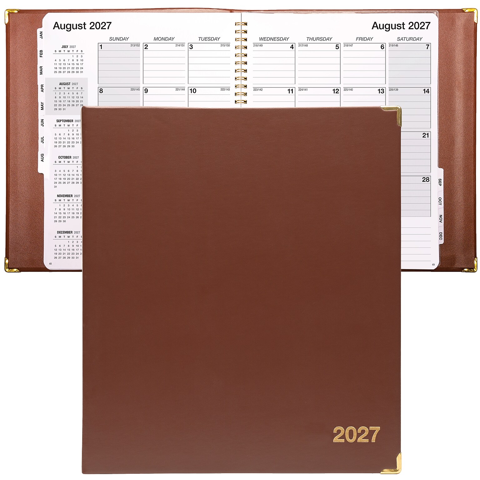 2027 Excello Brands 10 x 11.5 Monthly Planner, Paperboard Cover, Brown (CM-CY27-8511-BN)
