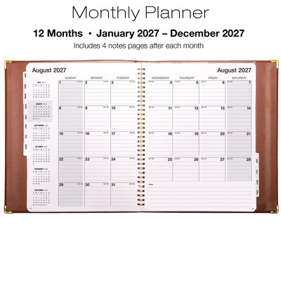2027 Excello Brands 10" x 11.5" Monthly Planner, Paperboard Cover, Brown (CM-CY27-8511-BN)