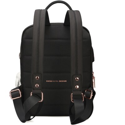 Swissdigital Design KATY ROSE Laptop Compatible Backpack, Small, Black (SD1646-01)