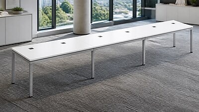 Boss Office Products Simple System 71"W Desk, White, 3/Set (SGSD030-203-WT)