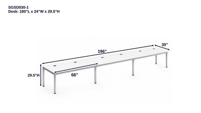 Boss Office Products Simple System 66W Desk, White, 3/Set (SGSD030-202-WT)