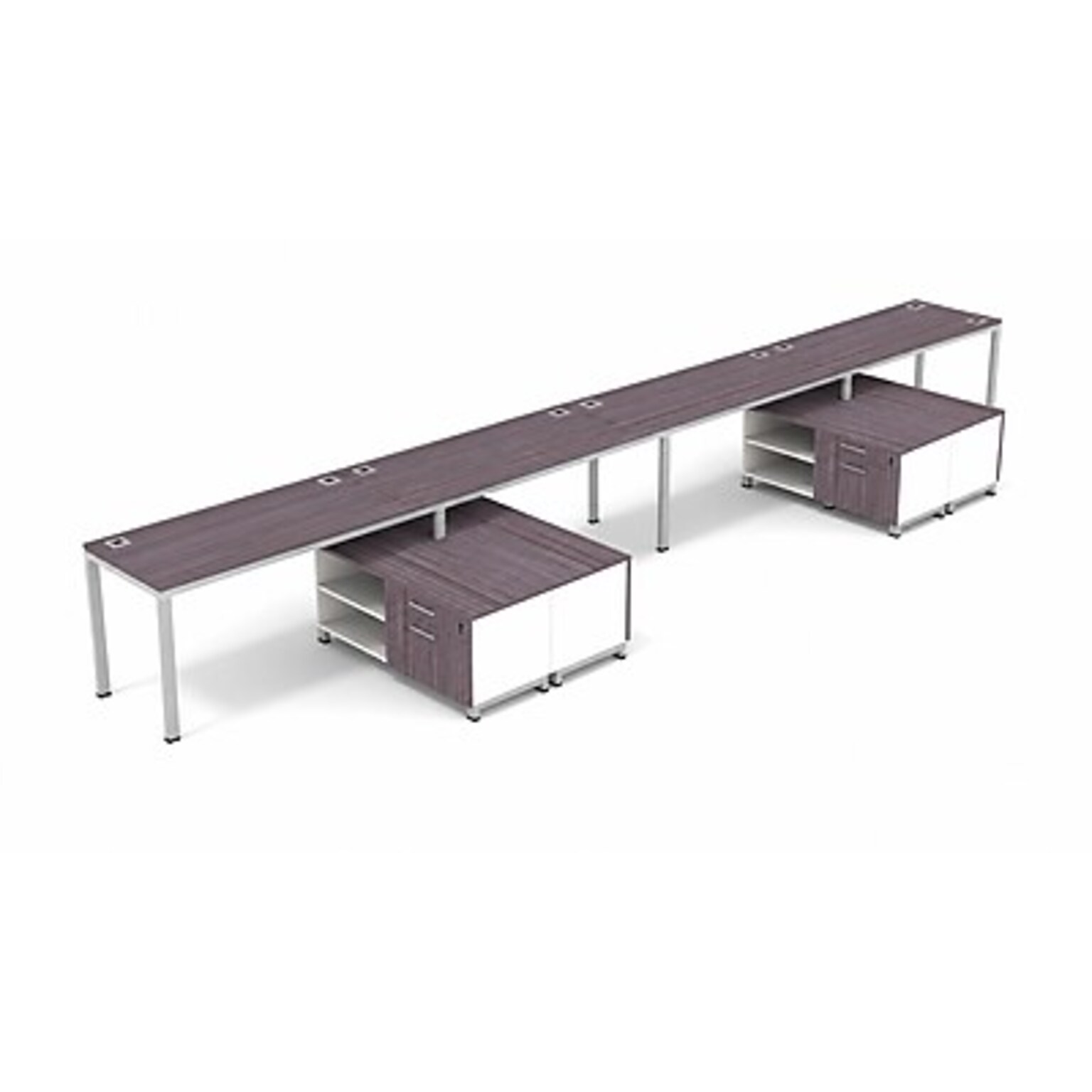 Boss Office Products Simple System 71W Desk with Storage Cabinet, Driftwood, 4/Set (SGSD011-203)