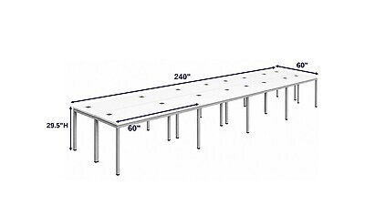 Boss Office Products Simple System 60W Desk, White, 8/Set (SGSD024-201-WT)