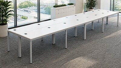 Boss Office Products Simple System 60"W Desk, White, 8/Set (SGSD024-201-WT)