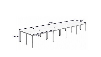 Boss Office Products Simple System 48W Desk, White, 8/Set (SGSD024-110-WT)