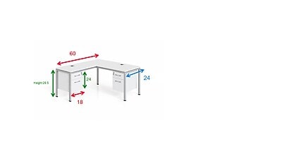Boss Office Products Simple System 60W L-Shaped Desk with 2 Pedestals, White (SGSD004-101-WT)