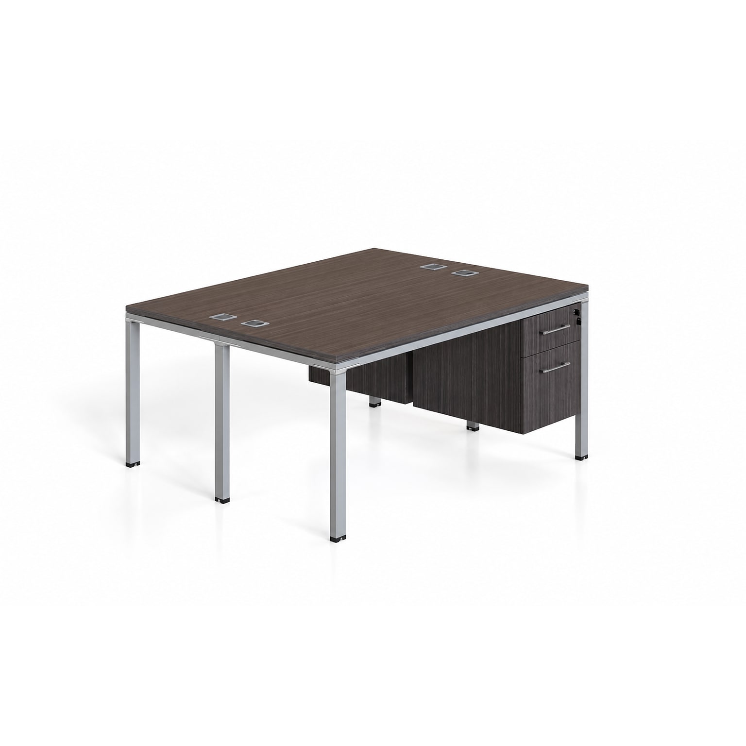 Boss Office Products Simple System 60W Desk with Pedestal, Driftwood, 2/Set (SGSD014-201)