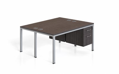 Boss Office Products Simple System 66W Desk with Pedestal, Driftwood, 2/Set (SGSD014-202)