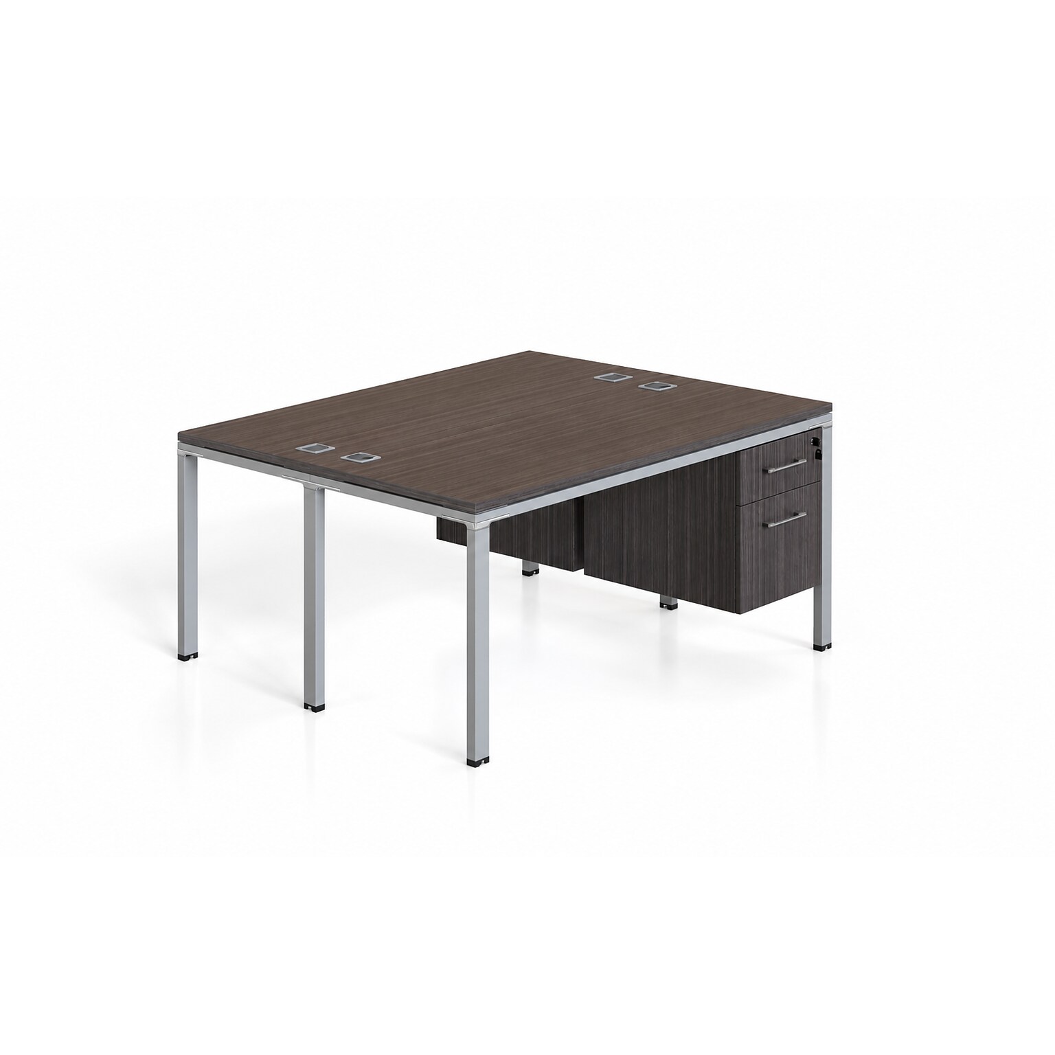 Boss Office Products Simple System 66W Desk with Pedestal, Driftwood, 2/Set (SGSD014-202)