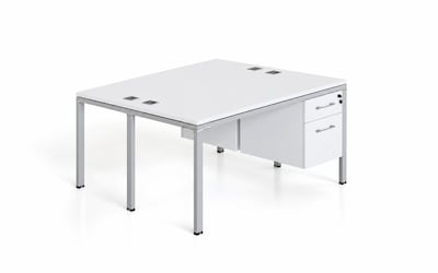 Boss Office Products Simple System 66W Desk with Pedestal, White, 2/Set (SGSD014-202-WT)