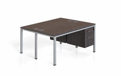 Boss Office Products Simple System 71W Desk with Pedestal, Driftwood, 2/Set (SGSD014-203)