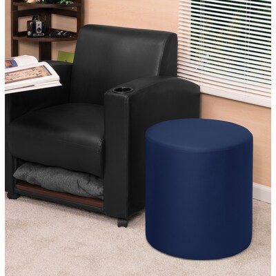 Regency Logan Vinyl Round Stool Ottoman, Naval Blue (N6262NB)