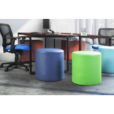 Regency Logan Vinyl Round Stool Ottoman, Naval Blue (N6262NB)