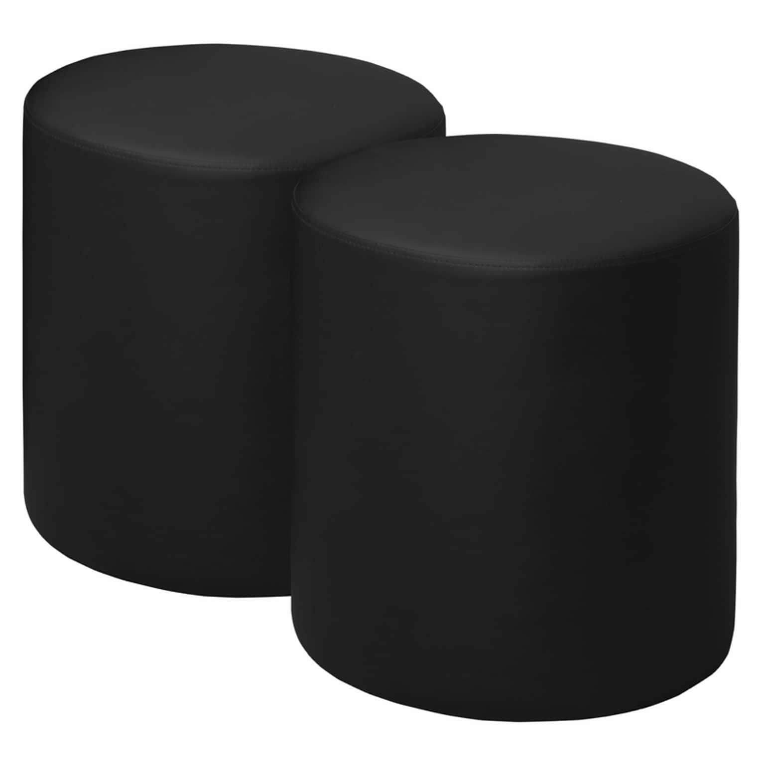 Regency Logan Vinyl Round Ottoman, Black, 2/Set (N6262BK2PK)