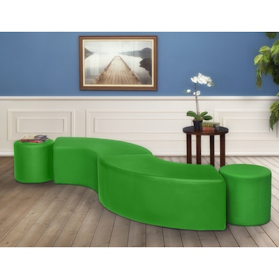 Regency Logan Vinyl Round Ottoman, Envy Green, 2/Set (N6262EG2PK)