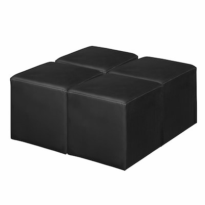 Regency Jean Vinyl Square Ottoman, Black, 4/Set (N6263BK4PK)
