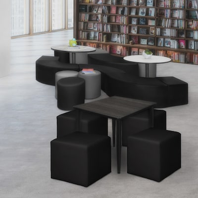 Regency Jean Vinyl Square Ottoman, Black, 4/Set (N6263BK4PK)