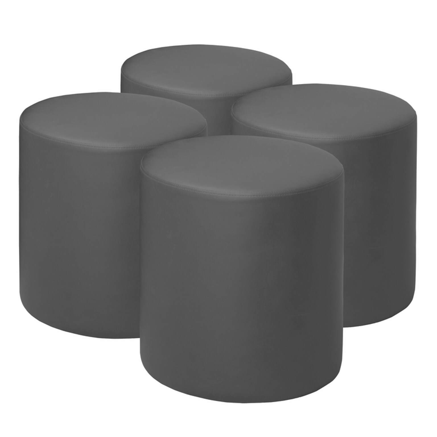 Regency Logan Vinyl Round Ottoman, Grey, 4/Set (N6262GY4PK)