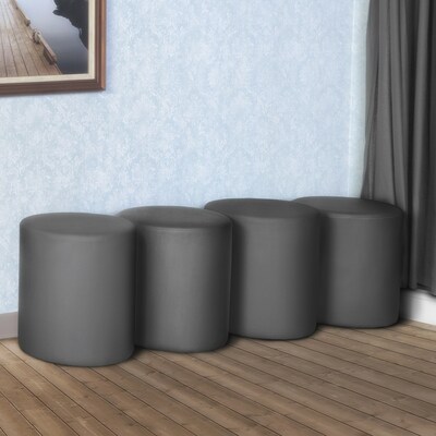 Regency Logan Vinyl Round Ottoman, Grey, 4/Set (N6262GY4PK)