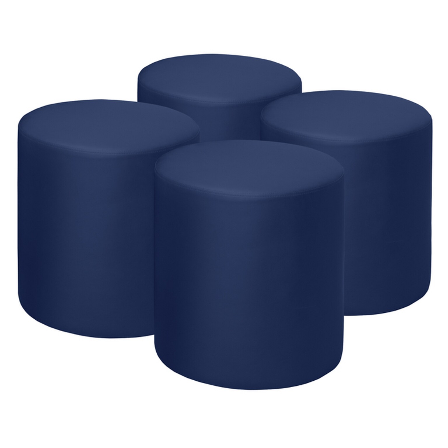 Regency Logan Vinyl Round Ottoman, Naval Blue, 4/Set (N6262NB4PK)