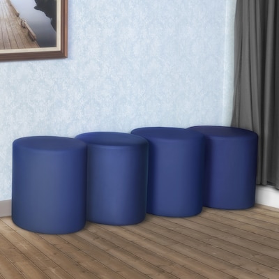 Regency Logan Vinyl Round Ottoman, Naval Blue, 4/Set (N6262NB4PK)