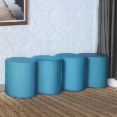 Regency Logan Vinyl Round Ottoman, Peacock Teal, 4/Set (N6262PT4PK)