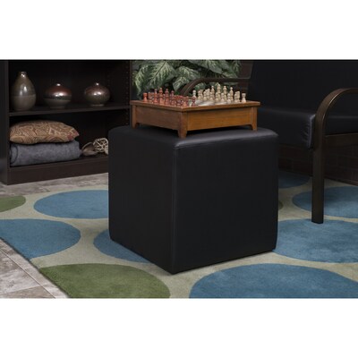 Regency Jean Vinyl Square Stool Ottoman, Black (N6263BK)