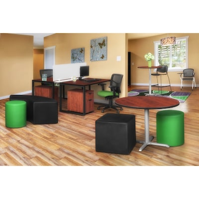 Regency Jean Vinyl Square Stool Ottoman, Black (N6263BK)