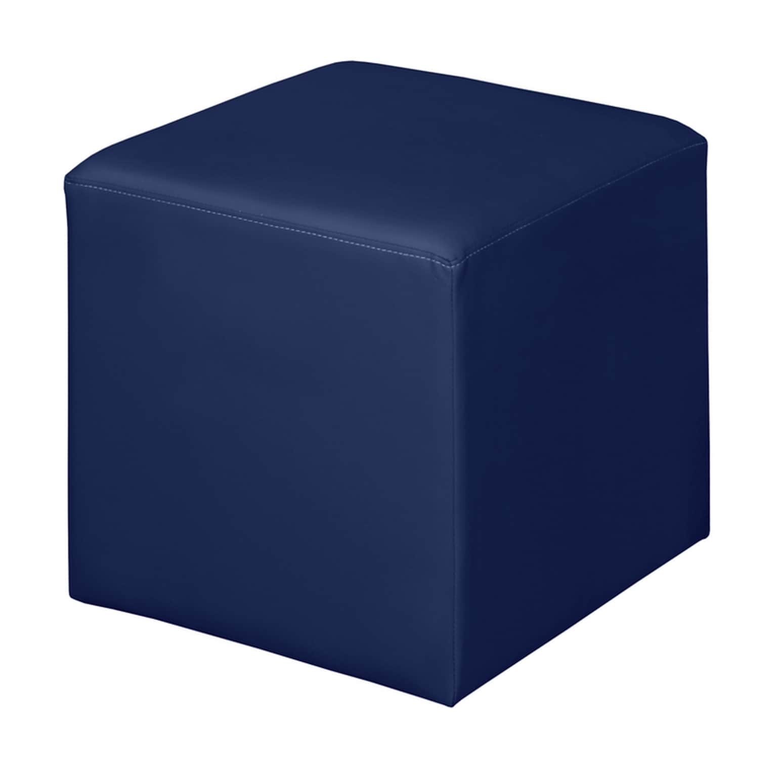 Regency Jean Vinyl Square Stool Ottoman, Naval Blue (N6263NB)