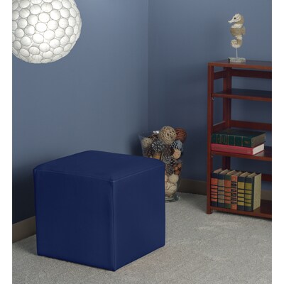 Regency Jean Vinyl Square Stool Ottoman, Naval Blue (N6263NB)