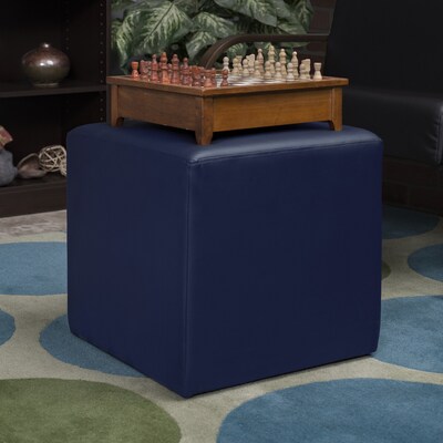 Regency Jean Vinyl Square Stool Ottoman, Naval Blue (N6263NB)