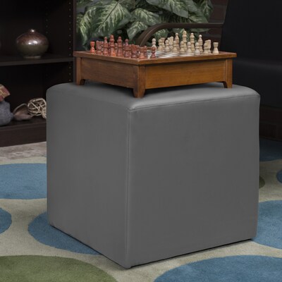 Regency Jean Vinyl Square Stool Ottoman, Grey (N6263GY)