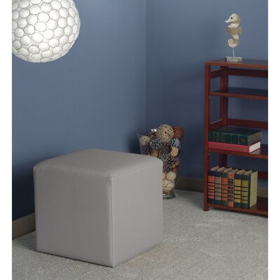 Regency Jean Vinyl Square Stool Ottoman, Grey (N6263GY)