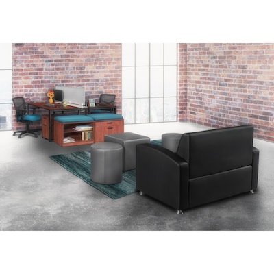 Regency Jean Vinyl Square Stool Ottoman, Grey (N6263GY)