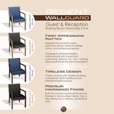 Regent WallGuard Vinyl Guest Chair, Neo Walnut/Black (9875NWBK)