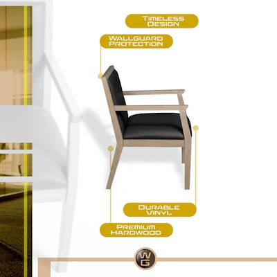 Regent WallGuard Vinyl Guest Chair, Neo Walnut/Black (9875NWBK)